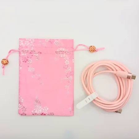 Cavo USB-C silicone rosa con sacchetto