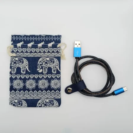 Cavo jeans USB con laccio e bustina