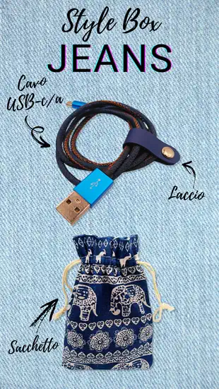 Style Box Cavo Jeans con sacchetto e laccio